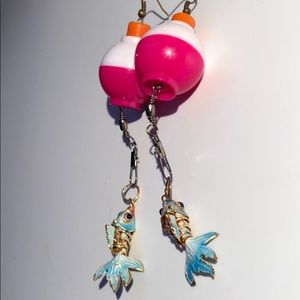 Cloisonné Fantail Fish Bobber Dangle Earrings🐠